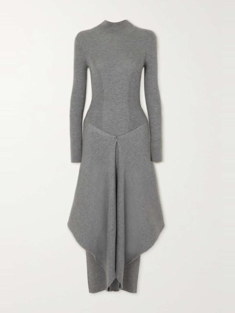 Ribbed cashmere and silk-blend midi dress