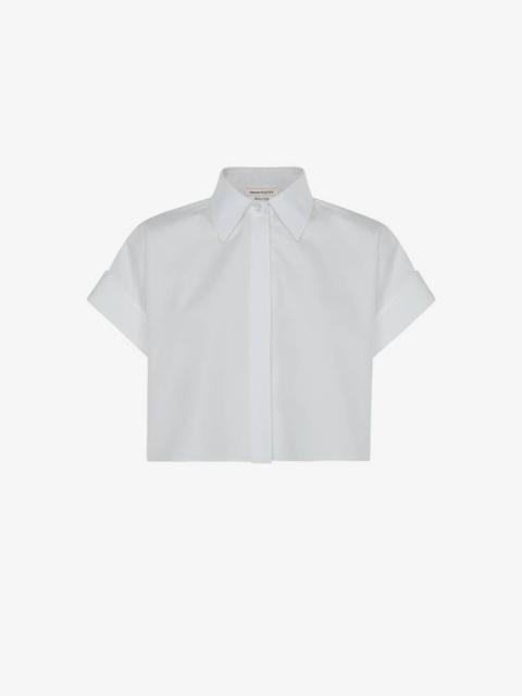 Alexander McQueen Women's Cropped Boxy Shirt in Optic White