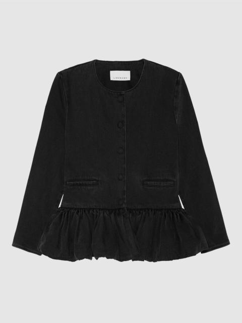 LIBEROWE BLACK DENIM PEPLUM JACKET