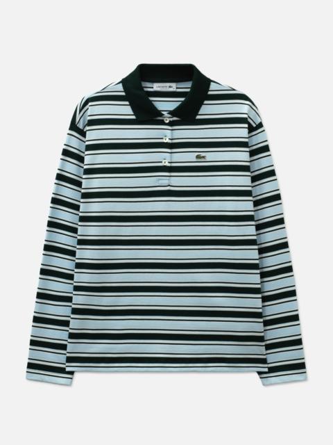 LACOSTE OVERSIZED STRIPED LONG SLEEVED POLO SHIRT