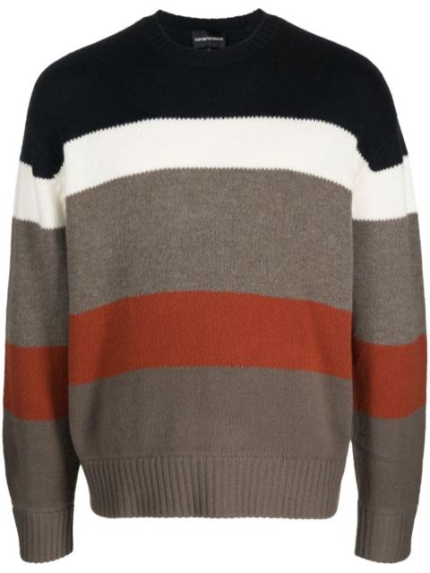 EMPORIO ARMANI intarsia-knit striped-pattern jumper