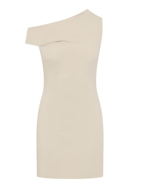 Asymmetric Cotton-Nylon Mini Dress off-white