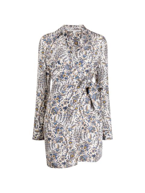 abstract-pattern print wrap dress