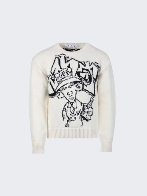 Off-White Graffiti Chunky Knit Crewneck Sweater Off White
