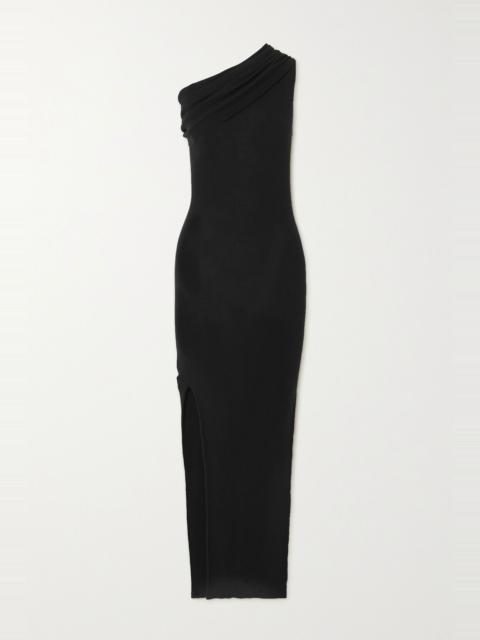 Rick Owens One-shoulder draped ribbed wool dress