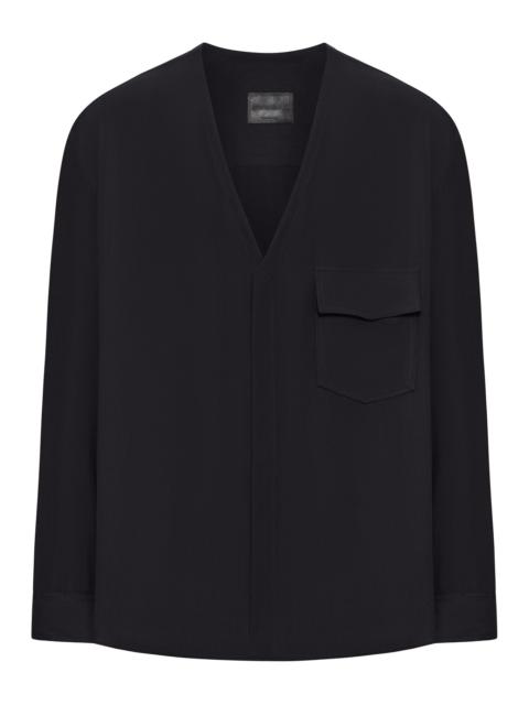 GIORGIO ARMANI VISCOSE BLOUSE WITH V-NECK AND PATCH POCKET