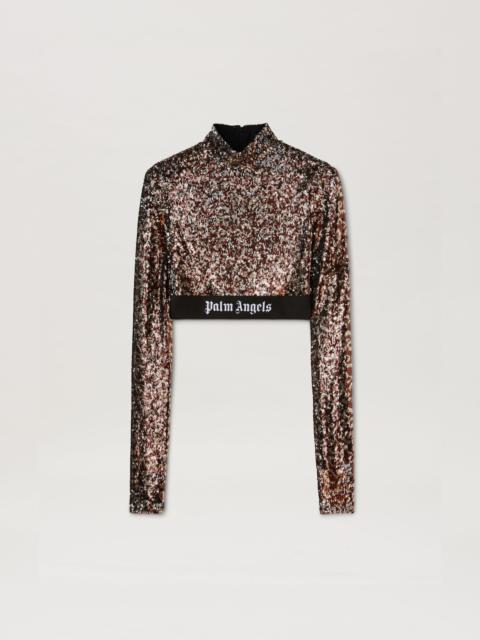 Palm Angels Logo Tape Sequins Top