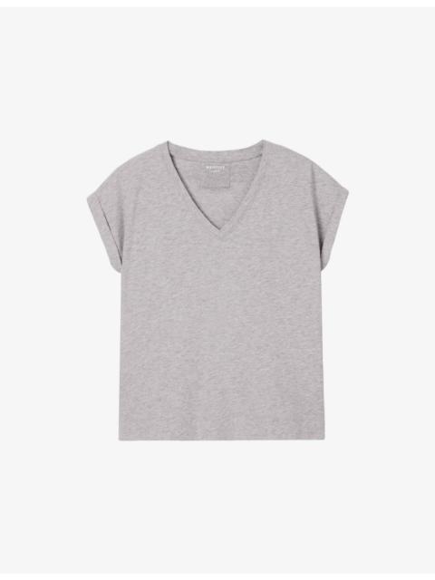 WHISTLES Willa V-Neck Cotton-Jersey T-Shirt