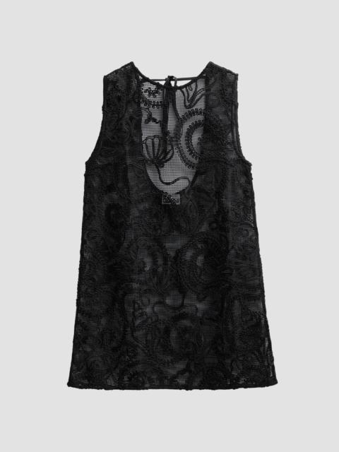 GANNI Women's Embroidered Net Mini Dress - Black
