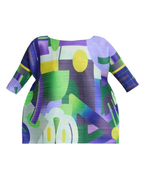 Pleats Please Issey Miyake Women's Playground Printed Pleated Top - Purple