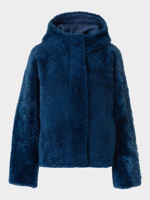 AKRIS Gracie Lamb Shearling Hooded Jacket