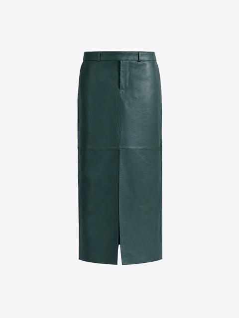 The Frankie Shop Maybelle Leather Front Slit Pencil Skirt - Bottle Green