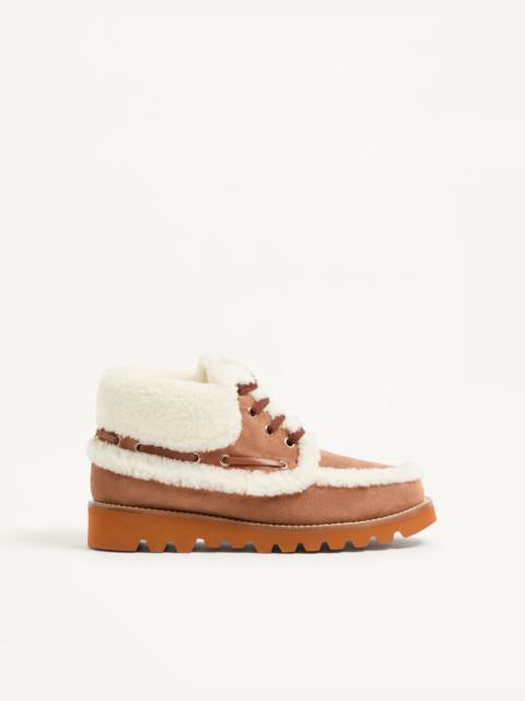 Valentino PALM AVENUE ANKLE BOOT IN SPLIT-GRAIN LEATHER AND WOOL 25MM