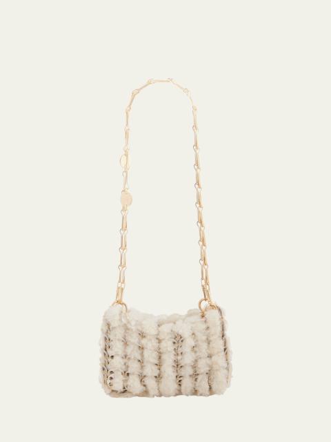 rabanne Nano Disc Shearling Shoulder Bag