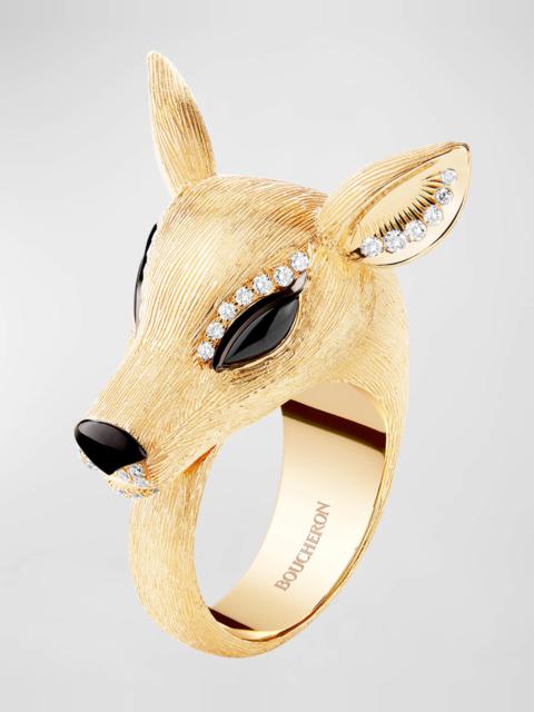 Nora the Doe 18K Yellow Gold Onyx, Sapphire, Diamond Ring