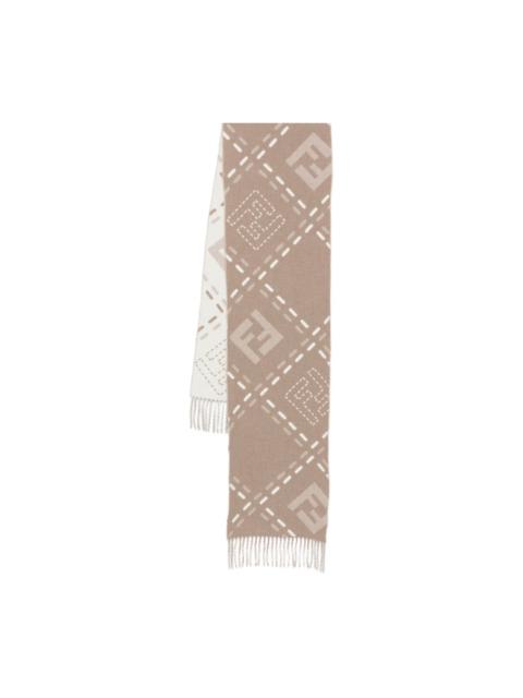 FENDI FF-jacquard fringed scarf