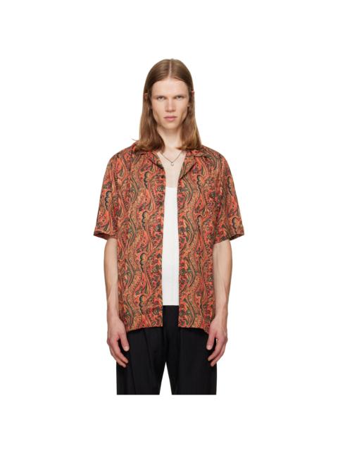 Dries Van Noten Orange Boxy Jacquard Shirt