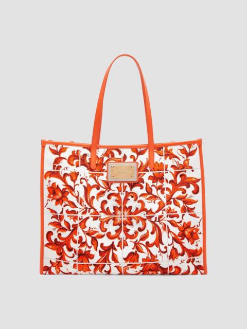 Dolce & Gabbana Women's Maiolica Print Shopper Tote Bag - Maiolica Orange