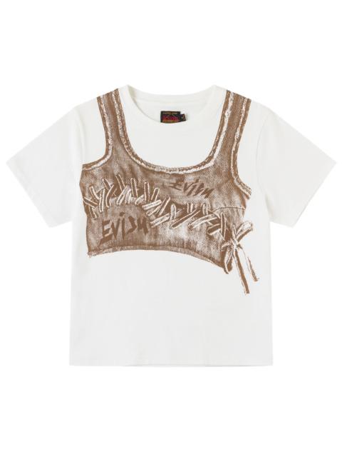 EVISU Fake Denim Lace-up Vest Print T-shirt
