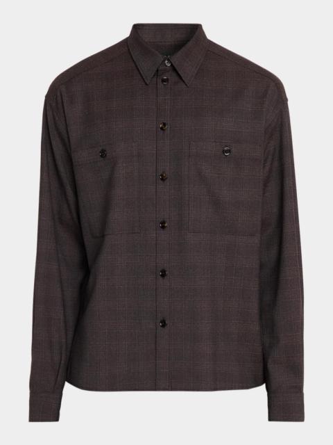 Dolce & Gabbana Men's Lana Tonal Check Double-Pocket Button-Down Shirt