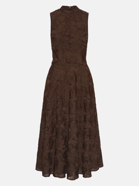 ROTATE Maxi dress in mesh with floral pattern.