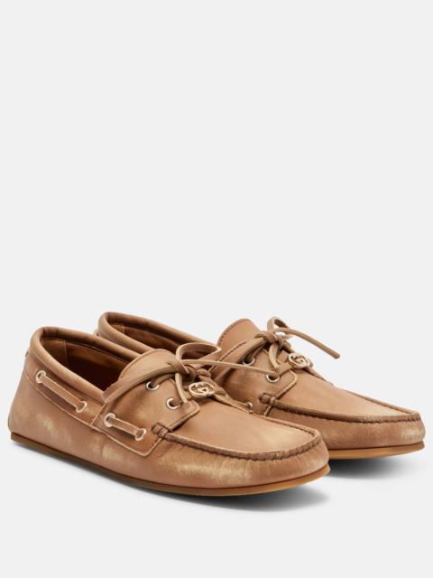 GUCCI GG leather boat shoes