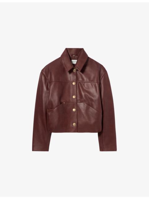 Claudie Pierlot Cropped High-Neck Leather Jacket