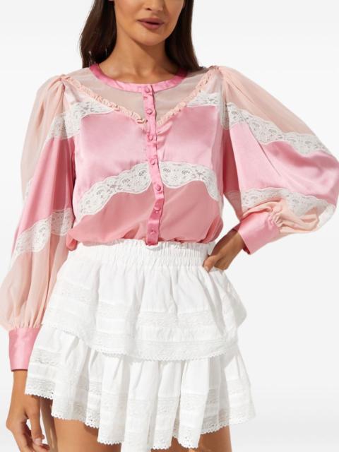 LoveShackFancy Zavia lace-panelled satin blouse