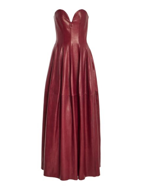 SIMKHAI Carrington Bustier Lambskin Gown burgundy