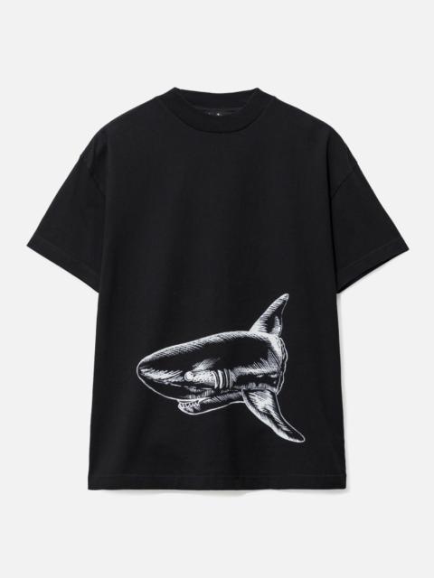 Palm Angels 상어 인쇄 유기 면 T 셔츠