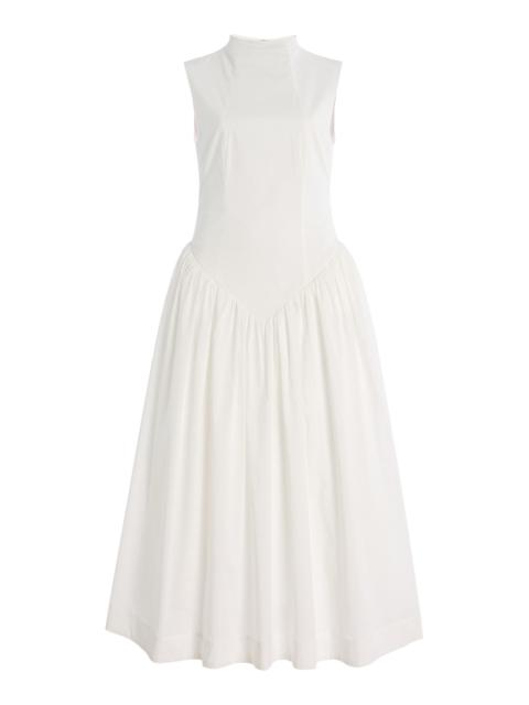 De La Vali Lusiva Cotton Midi Dress white