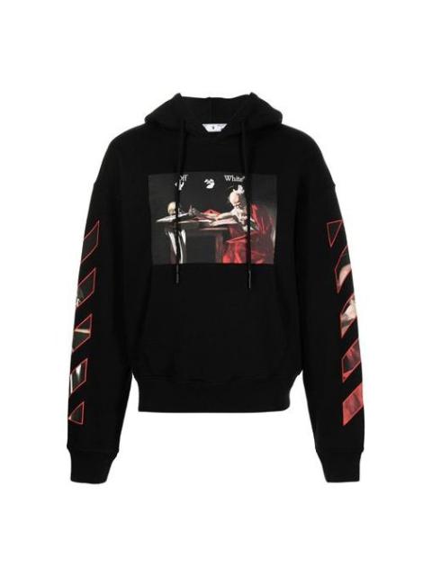 Off-White SS21 Caravaggio Printing Hoodie 'Black Red' OMBB037R21FLE0021025