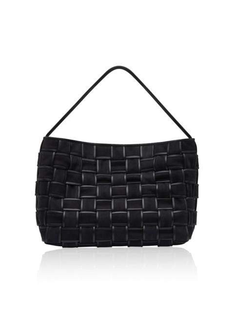 ST. AGNI Border Woven Leather Large Tote Bag black