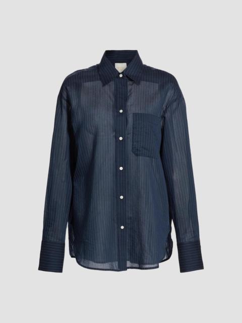 TWP Women's Big Joe Striped Cotton & Silk Shirt - Midnight White
