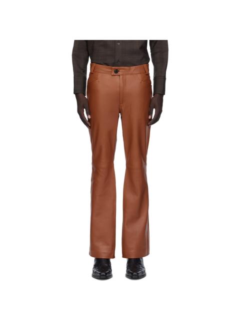 ERNEST W. BAKER Orange Flare Leather Pants