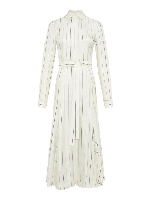 GABRIELA HEARST Galway Shirtdress in Ivory Multi Pinstripe Silk Twill