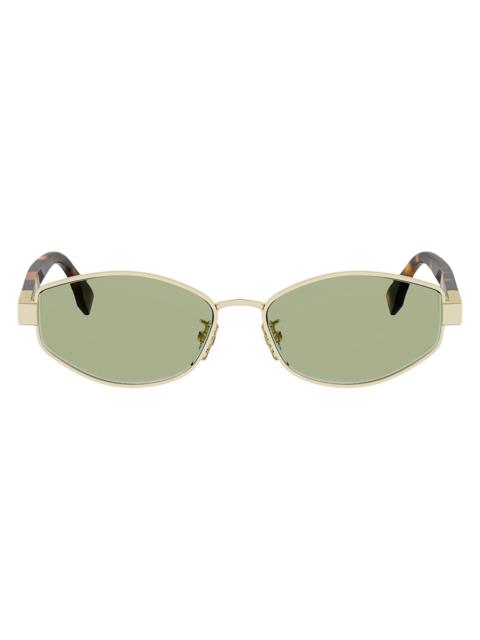 FENDI Women's 56MM Baguette Logo Geometric Sunglasses - Shiny Gold Green