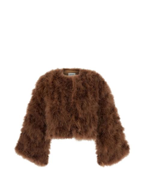 Yves Salomon feather-embellished cropped jacket