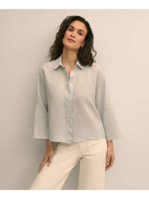 Brooks Brothers Linen Relaxed Bell-Sleeve Cropped Shirt