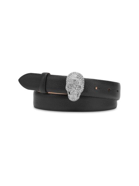 Skull leather belt