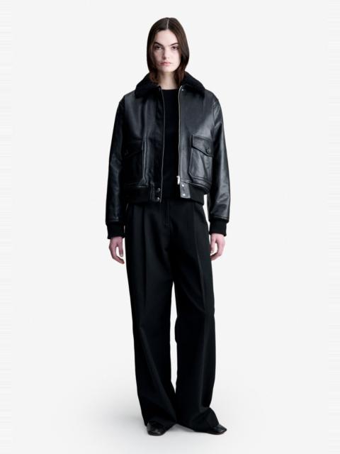 A.P.C. AMELIA JACKET - BLACK LEATHER BOMBER JACKET