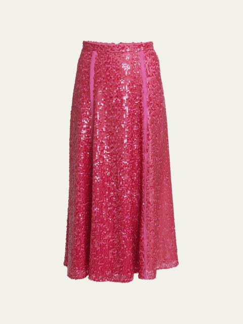 Erdem Sequined A-Line Midi Skirt