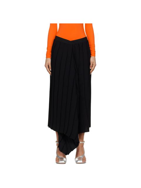 MM6 Maison Margiela Black Drape Pleated Midi Skirt