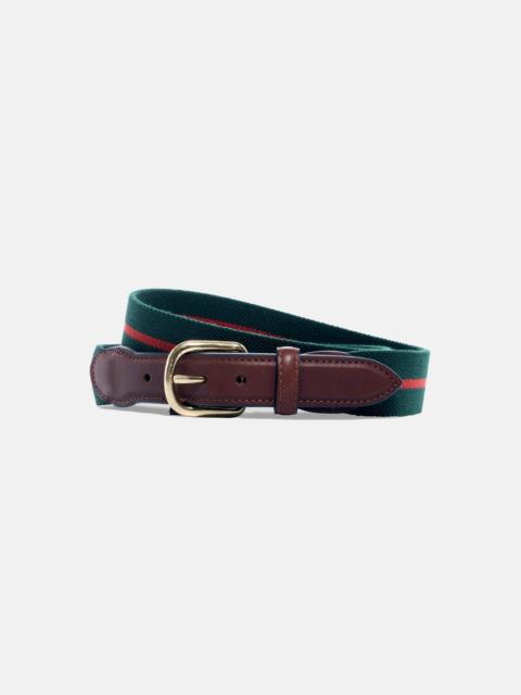 J. PRESS MADE-IN-USA GREEN & RED STRIPED BELGIAN STRETCH SURCINGLE BELT