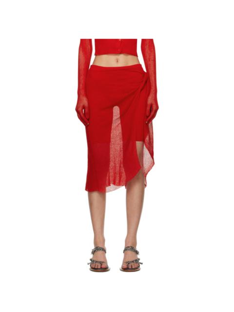 ISA BOULDER SSENSE Exclusive Red Wrap Miniskirt