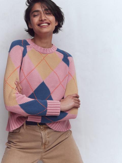 BODEN Camilla Cotton Argyle Sweater-Pink Argyle