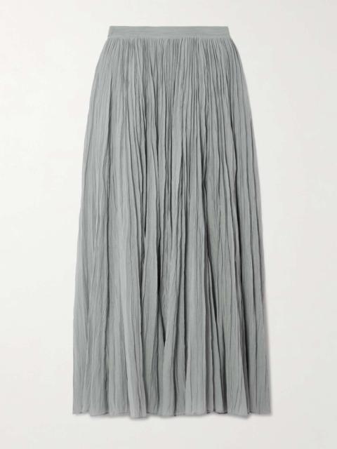 Totême Plissé-organic cotton-blend maxi skirt Gray