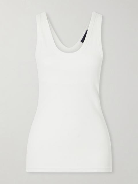 Tibi Ribbed Stretch-cotton Cut-out Tank