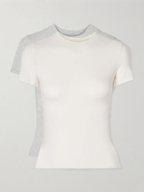 SKIMS Set of two stretch-cotton jersey T-shirts - Light Heather Grey, Marble Light gray