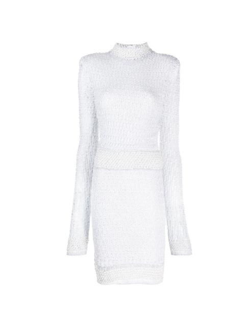 pearl and sequin embellished knitted dress